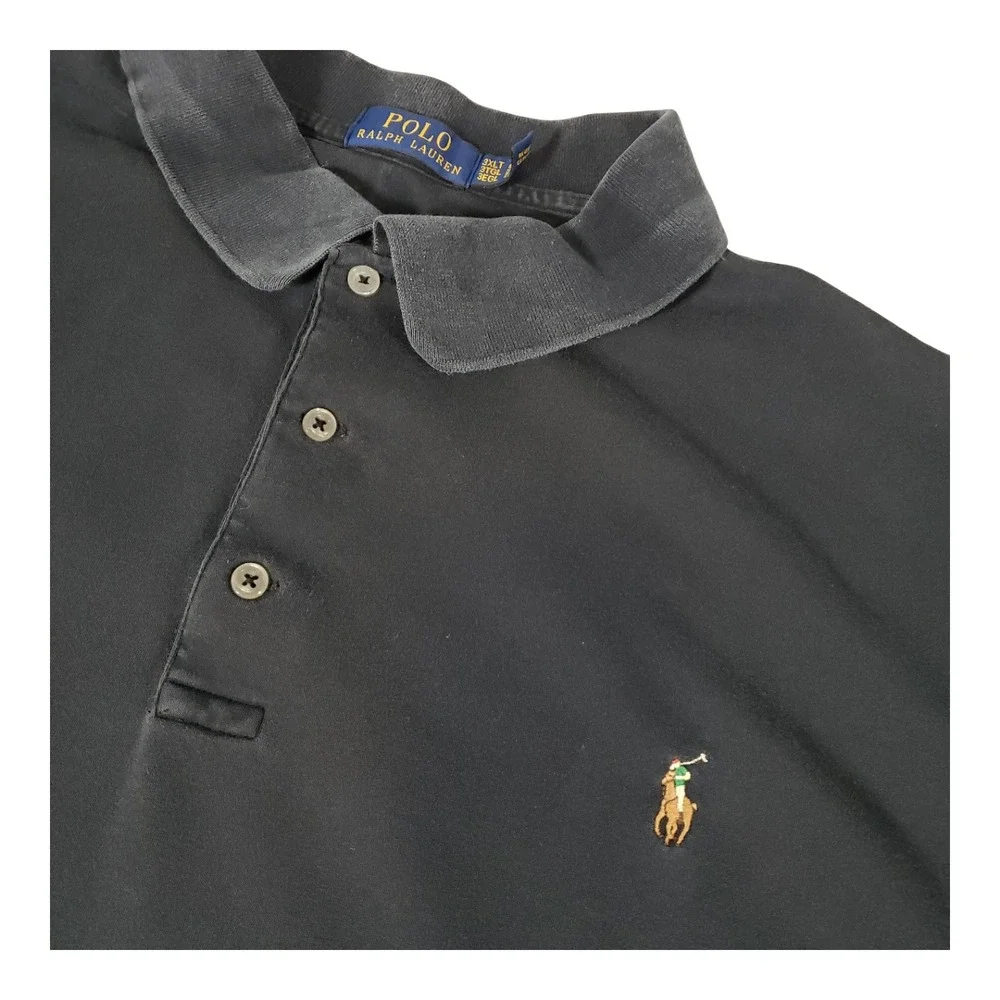 Polo Ralph Lauren Mens 3XLT Black Short Sleeve Cotton Polo Shirt Pony Logo